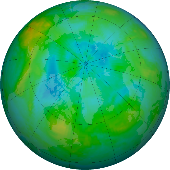 Arctic ozone map for 19 August 1988